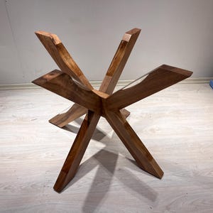 Modern Handmade Wood Starburst Table Base | Rustic Epoxy Round Table Leg | Coffee Table Base