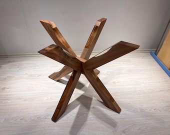Moderne handgefertigte Holz Starburst Tischfuß | Rustikales Epoxy Rundes Tischbein | Couchtisch mit Gestell