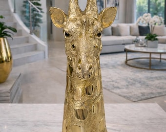Modernes Goldgiraffen-Dekor, Luxus-Safari-Stil-Skulptur, minimalistischer Hauptakzent