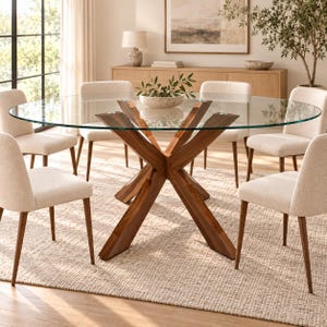 Base de mesa de madera maciza hecha a mano con forma de estrella y patas geométricas modernas (tamaños personalizados).