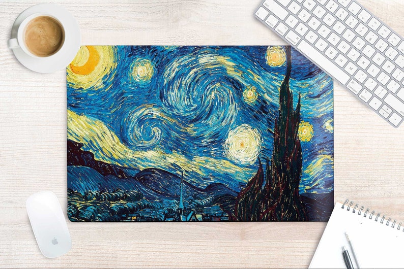 Van Gogh Art Starry Night Round Computer Mouse Pad Mat Laptop