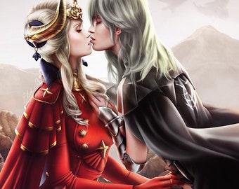 Fire Emblem Three Houses Poster | Edelgard & Byleth Art Print