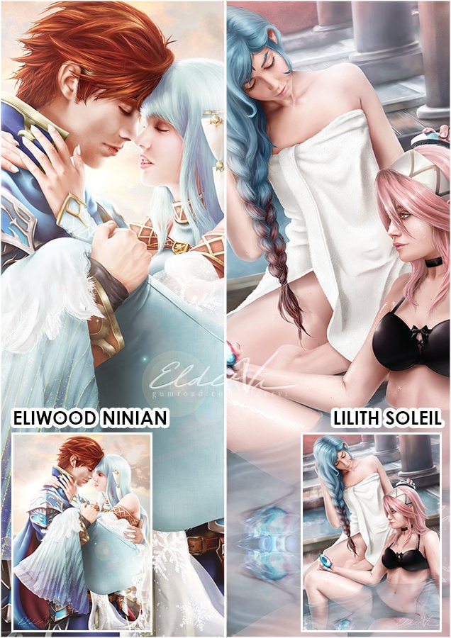 Fire Emblem Poster Lilith x Soleil Art Print Eliwood x Ninian