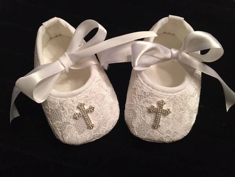 White Lace Baby Christening Shoes Baby Girl Baptism Shoes Etsy