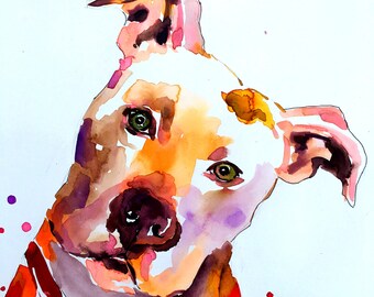 Custom Pet Portrait Painting Memorial Watercolor Dog