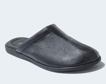 Genuine Leather Men slippers - Black - Italianinho  - Made in Brazil - Quality, comfort and durability guaranteed - Father's day gift