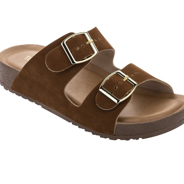 Comfortable womens sandals Birk - Made in Brazil - Caramel - Vegan