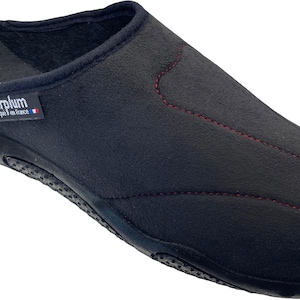 Memory Foam Men&#39;s Slippers: Black Cozy Indoor Shoes - Made in France