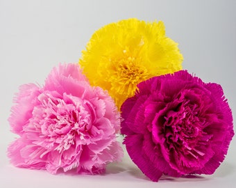 Paper Carnation | Crepe Flowers | Paper Flower Decorations | Flower Party Décor | Garden Wedding Decor | Anniversary Gift |  Paper Bouquet