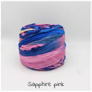 SARI SILK RIBBON sold in 5 meters. Dip dyed recycled and reclaimed, tie dyed. pictures are for color reference only. End of Line sale. image 1