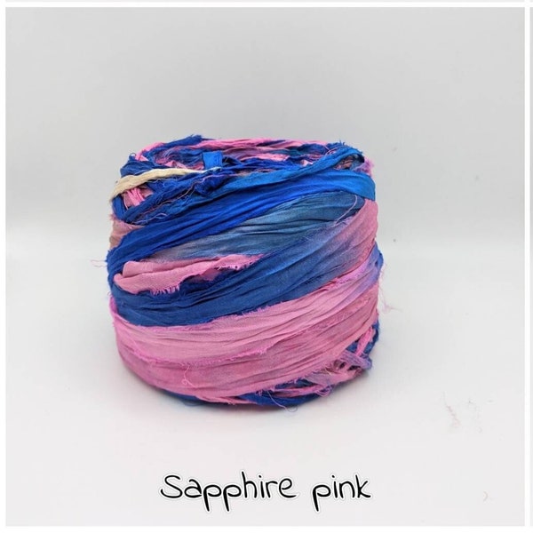 SARI SILK RIBBON sold in 5 meters. Dip dyed recycled and reclaimed, tie dyed. pictures are for color reference only. End of Line sale.