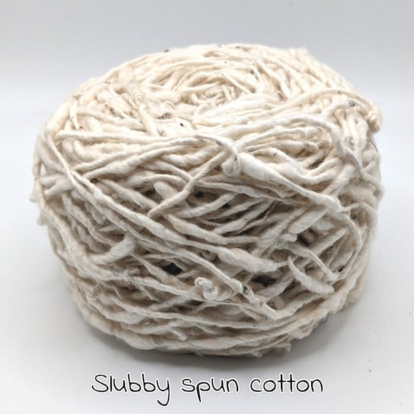 SLUBBY COTTON YARNS, Khadi cotton and cotton with hemp and wool, from 1m pictures are for color reference only.