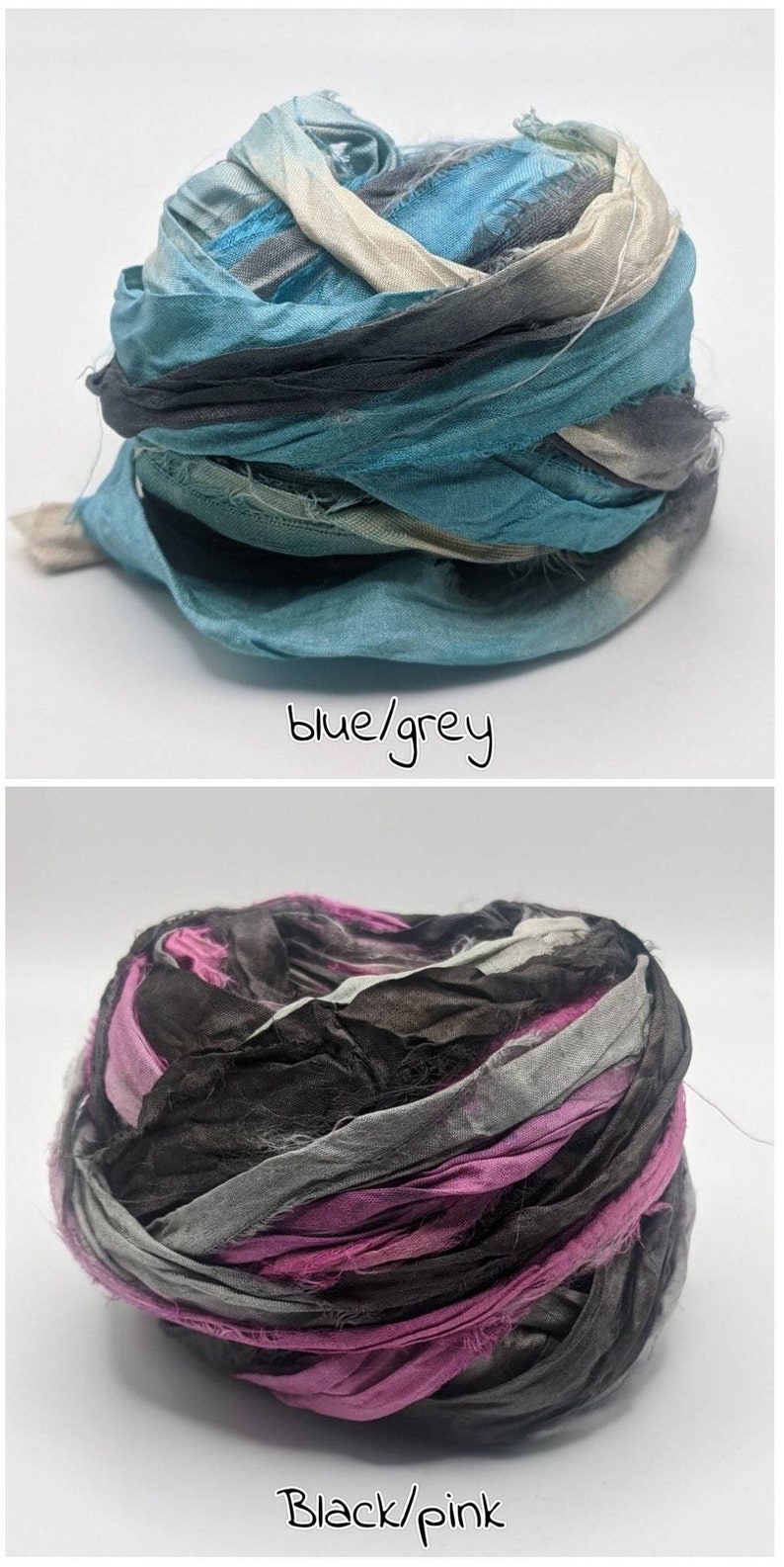 SARI SILK RIBBON sold in 5 meters. Dip dyed recycled and reclaimed, tie dyed. pictures are for color reference only. End of Line sale. image 2