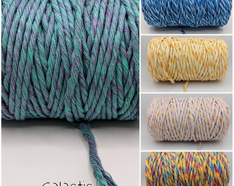 5mm and 3mm 100% recycled cotton dyed SINGLE TWIST string,  sold per 20 metres. pictures are for color reference only.