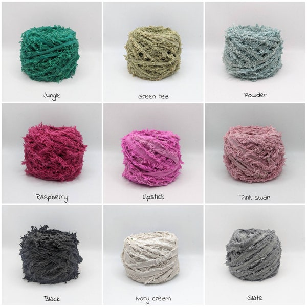 FRAYED COTTON RIBBON, sold in meters,  recycled and reclaimed cotton frizz, linen frizz, pictures are for color reference only.