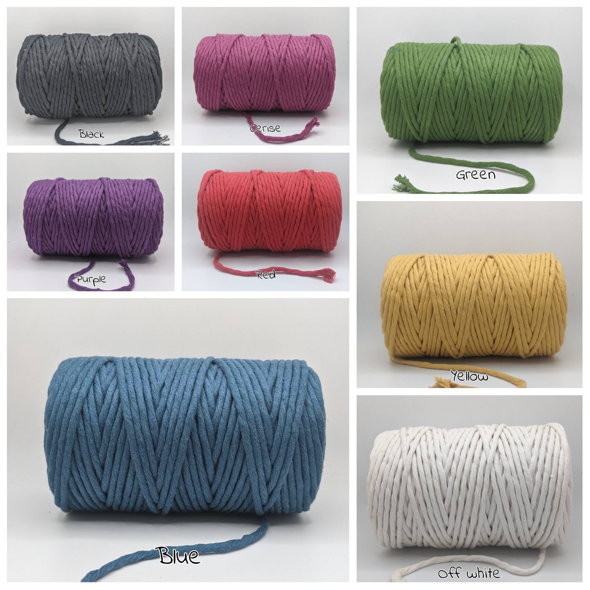 Macrame Cord 3MM Cotton Cord DIY Macrame Twisted Cotton Rope Weaving Yarn  Textile Art Macrame Supplies Single Twist Cord 