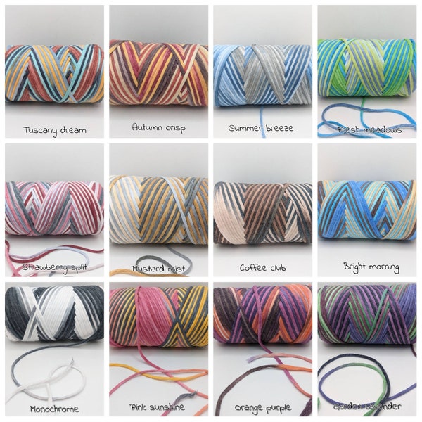 3mm 100% recycled cotton hand dyed SINGLE TWIST cord string,  sold per METER. pictures are for color reference only.