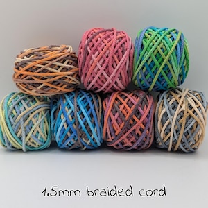 1.5mm 100% recycled cotton BRAIDED STRING CORD. pictures are for color reference only.