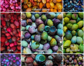 SILK COCOONS packs of 5 or 10, Dyed Packs, pictures are for color reference only.