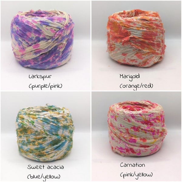 SARI SILK RIBBON sold in meters.  recycled and reclaimed Special speckled effects pictures are for color reference only.