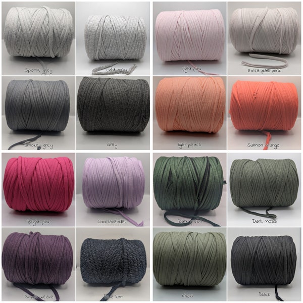 T SHIRT YARN from 1 meter, New Colours Added, jersey yarn  recycled, tee shirt yarn. pictures are for color reference only.