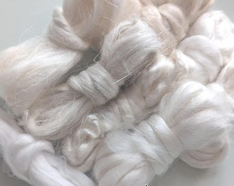 WHITE PLANT ROVING.  1 meter lengths. 8-10grams per length. pictures are for reference only.