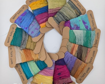 DIP DYED SARI Ribbon: Recycled Fiber Art Ribbon, journal, scrapbook, embroidery  (Sold by Meter)