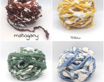 5 meters BANANA YARN with COTTON and merino wool, recycled and reclaimed, chunky yarn  pictures are for color reference only.