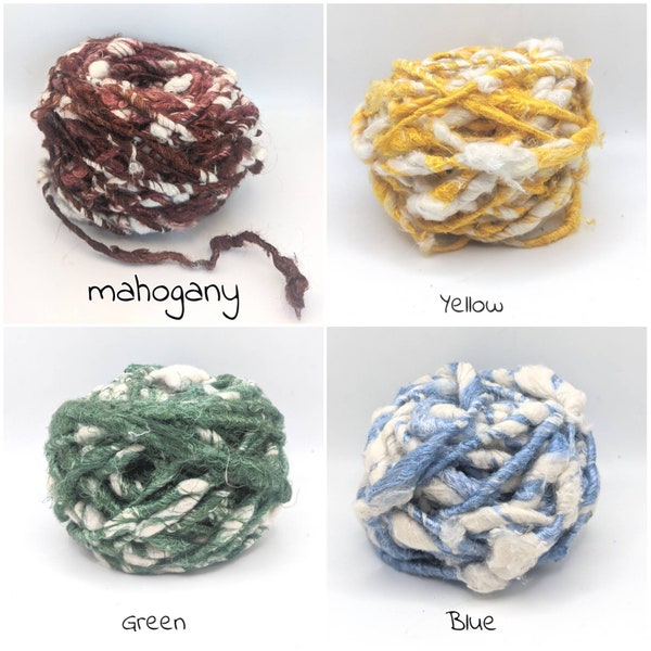 5 meters BANANA YARN with COTTON and merino wool, recycled and reclaimed, chunky yarn  pictures are for color reference only.