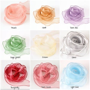 2 meters, Light ORGANZA  ribbon, 4cm, 40mm wide, stitched edge. for flowers, hair, wedding and crafts