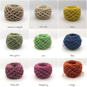 HEMP YARNS, Natural and vegan friendly, dyed, sold per meter. pictures are for color reference only.