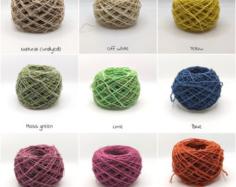 HEMP YARNS, Natural and vegan friendly, dyed, sold per meter. pictures are for color reference only.