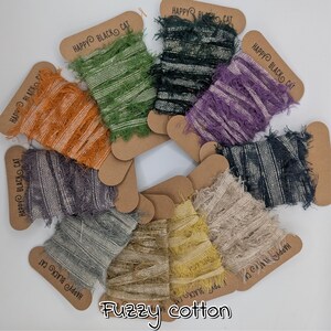 RUBAN DE COTON FUZZY Recyclé : ruban d'art en fibres effiloché par mètre