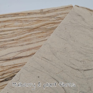 MULBERRY PAPER with BARK fibre, great for scrap books and journaling, beautiful paper with bark and plant materials