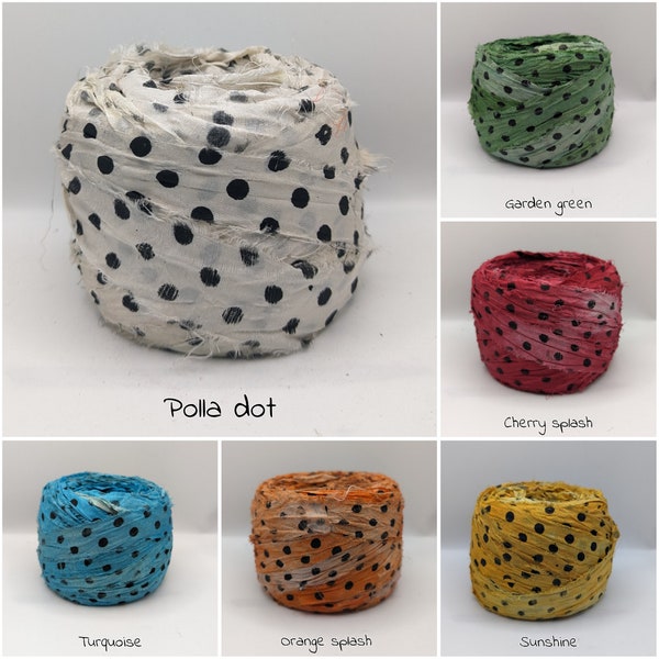 SARI SILK RIBBON. Dyed Polka Dots. sold per meter. pictures are for color reference only.
