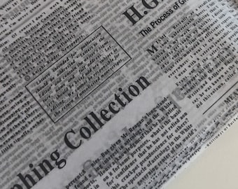 Newspaper Print Tissue Paper: Scrapbook, Gift Wrap, Decoupage (34x50cm)