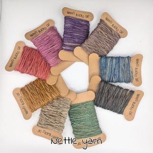 NETTLE YARN, COARSE, by the meter, vegan friendly, dyed, ethically made, pictures are for color reference only.