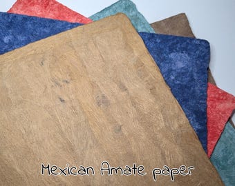 MEXICAN AMATE PAPER, great for scrapbooks and journaling, beautiful paper with bark and plant materials, 29cmx19cm.
