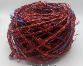 SARI SILK YARN hand spun , sold in meters.  recycled and reclaimed pictures are for color reference only.