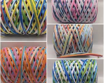 PAPER RAFFIA RIBBON. Multicoloured, mixed colour,  recyclable. pictures are for color reference only.