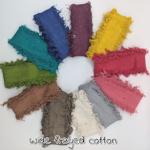 FRAYED COTTON RIBBON: Wide Reclaimed Fabric Trim, Rustic Decor