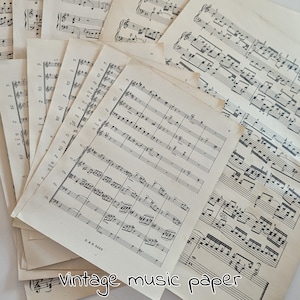 CARTA DA MUSICA VINTAGE ORIGINALE, carta da musica vintage, ideale per album, diari di ritagli e lavori di carta. Grande 29 cm x 21 cm, piccola 18,5 cm x 13 cm