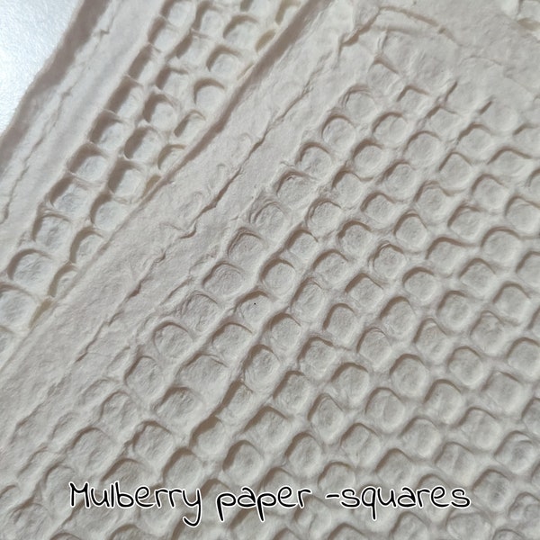 MULBERRY SQUARE PAPER, embossed, great for scrapbooks and journaling, beautiful paper with bark and plant materials