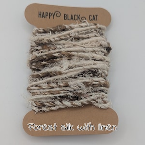 Hand Spun Forest Silk Linen Yarn - Chunky Texture Per Meter