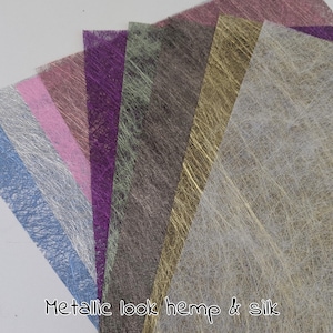 METALLIC HEMP & SILK fibre paper. A4 (290x210mm) (11.5"x8.25")