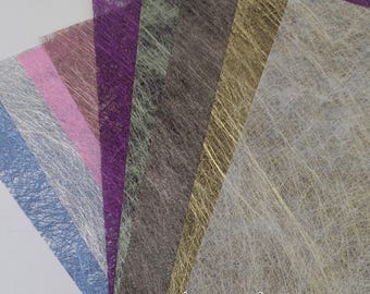 METALLIC HEMP & SILK fibre paper. A4 (290x210mm) (11.5&quot;x8.25&quot;)