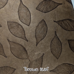 PATTERNED LOKTA PAPER Handmade Sheets for Scrapbooking and journals A4 / 8.2''x11.6'' / 21cmx29cm Brown leaf