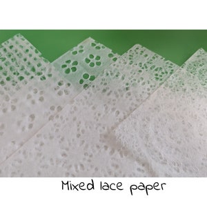 WHITE LACE PAPER, carta di riso bianca, carta Washi, ottima per album e journaling, mix di 4 design in ogni confezione. Formato A5.