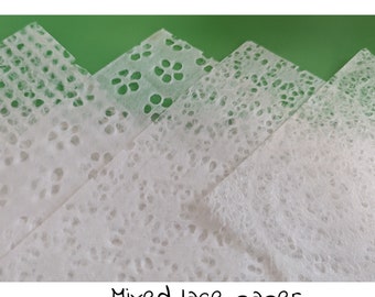 WHITE LACE PAPER, white rice paper, Washi paper, great for scrapbooks and journaling, mix of 4 designs in each pack. A5 size.