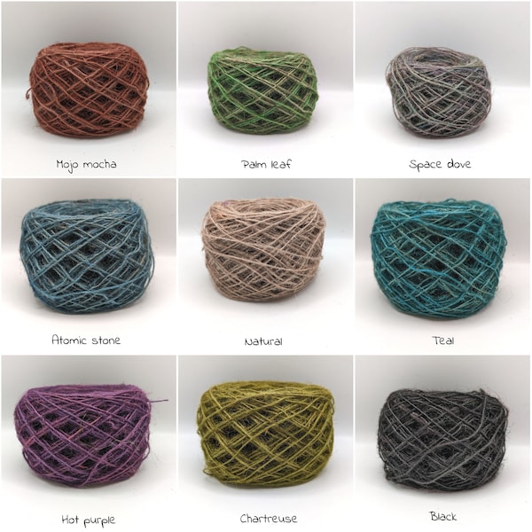 PINEAPPLE YARN, sold in meters, natural yarn, raw spun, fingering weight, DK weight, pictures are for color refence only.